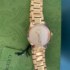 Gucci Women’s Men’s G-Timeless Rose Gold Diamond Pattern Quartz Watch